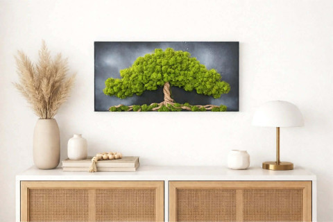 Mechový strom, 30x60 strom strom života stabilizovaný mech mechová dekorace 