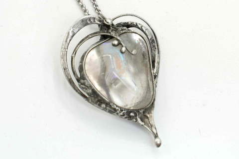 Andělské srdce (křišťál aura) náhrdelník přívěsek srdce cín srdíčko křišťál přívěs amulet mosaz duhová aura 
