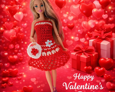 Barbie-valentýnské šatičky panenka klobouček evička 