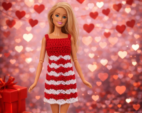 Barbie-valentýnské šatičky panenka klobouček evička 