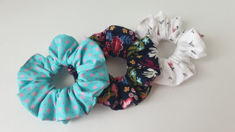 Sada SCRUNCHIES /bavlněné 4 náramek dárek zelená bílá sada gumička stříbrná mušelín scrunchies 