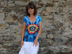 Batik. tričko XL - Sněhová vločka