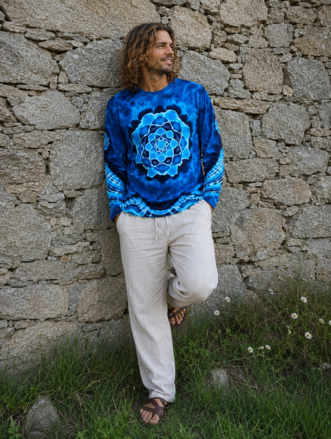 Batik.tričko  - Poklad v moři moře modrá léto mandala hippie batikované bohémské 