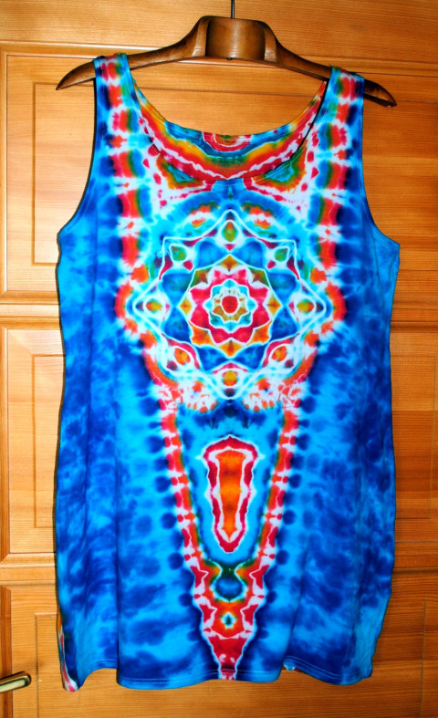 Batik.šaty/tunika XL- Poklad v moři moře modrá léto mandala hippie batikované bohémské 