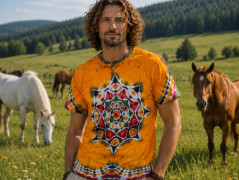 Batikované tričko M - Něžný květ