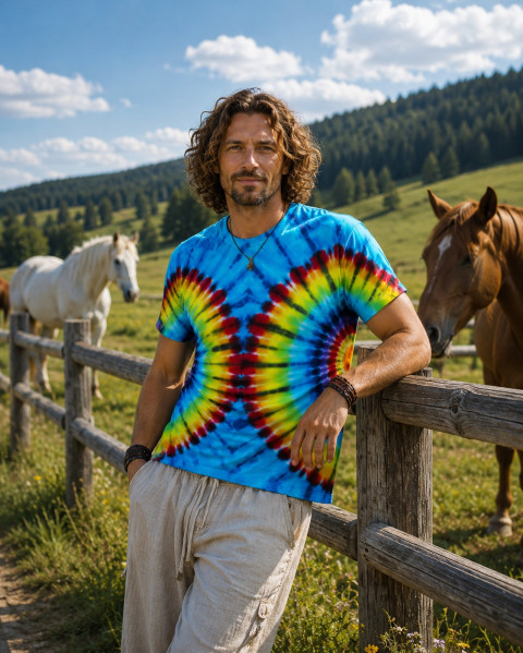 Batik.tričko  - Duhová radost batika léto slunce duha hippie duhové batikované bohémské 