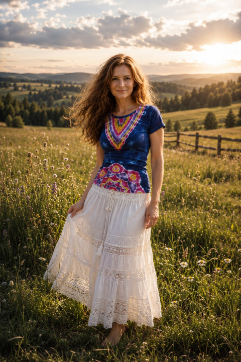 Batik. tričko M/L - Tropická bouře moře modrá růžová léto mandala hippie batikované tropy bohémské 