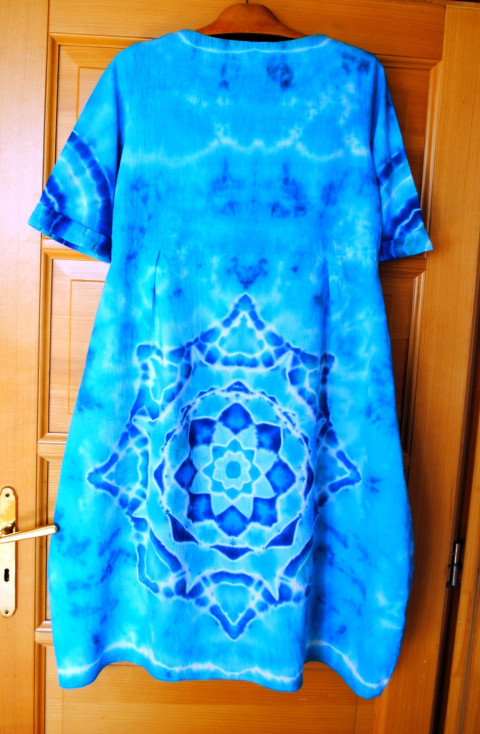 Batik.šaty S/M - Sen o moři moře modrá léto mandala hippie batikované bohémské  Batik.šaty S/M - Sen o moři moře modrá léto mandala hippie batikované bohémské