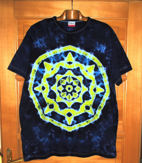 Batik. tričko - V temné noci světlo moře modrá nebe léto noc obloha mandala hippie batikované bohémské 