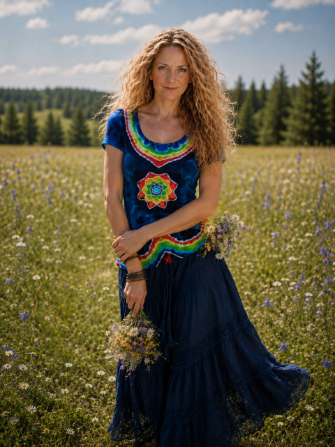 Batik. tričko S/M - V srdci jasno moře modrá batika léto tričko mandala hippie batikované bohémské 