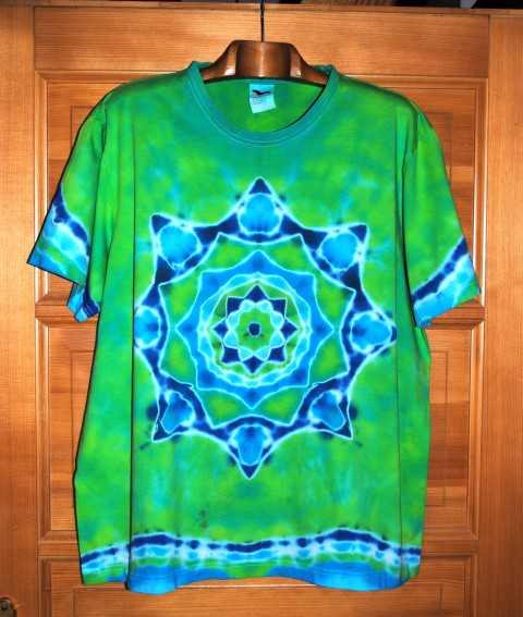 Batik.tričko 2XL -U lesního pramene moře zelená léto mandala hippie batikované bohémské 