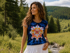 Batik.tričko XXL - Květ ve vlnách
