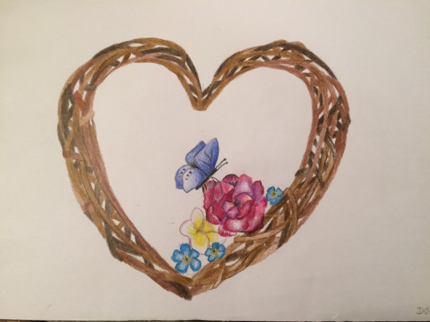 (Ne)proutěné srdce tužka srdce dekorace obraz motýl květiny barevný symbol proutí proutěný umění čtvrtka pastelky pozitivní 