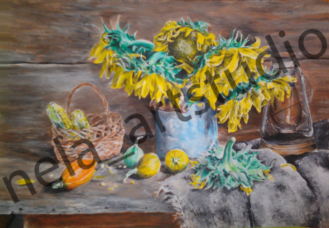 Obraz Slunečnice papír obraz malba květiny slunečnice příroda zátiší akryl originál akrylová malba nelaart  Obraz Slunečnice papír obraz malba květiny slunečnice příroda zátiší akryl originál akrylová malba nelaart