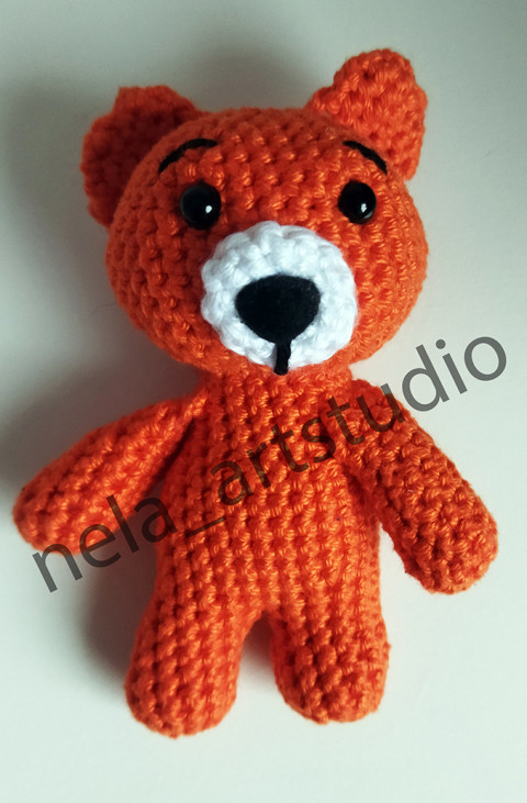 Háčkovaný medvídek oranžový medvídek hračka háčkovaný plyšák handmade ruční výroba háčkované zvířátko handmade hračky 