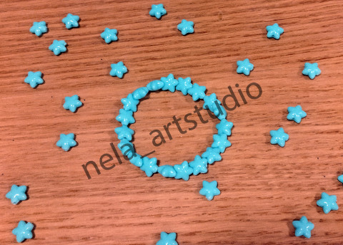 Náramek hvězda modrý šperk náramek korálky doplněk hvězda handmade 