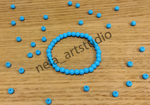 Náramek kulička modrý šperk náramek korálky doplněk kulička handmade 