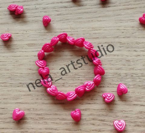 Náramek srdce červený šperk náramek srdce korálky doplněk handmade 