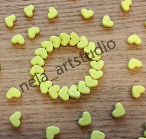 Náramek srdce žlutý šperk náramek srdce korálky doplněk handmade 