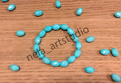 Náramek ovál modrý šperk náramek korálky doplněk ovál handmade 