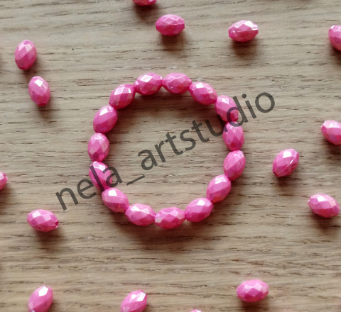 Náramek ovál červený šperk náramek korálky doplněk ovál handmade 