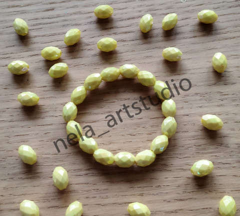 Náramek ovál žlutý šperk náramek korálky doplněk ovál handmade 