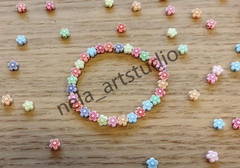 Náramek květina2 šperk náramek korálky doplněk květina handmade 