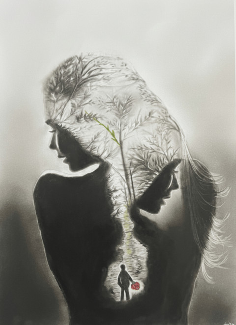 Průnik naděje od Mary G portrét kresba umění mary g průnik naděje 