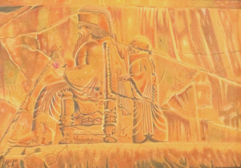 Achaemenid Glory od Mary G historie umění mary g barevná kresba achaemenid glory 