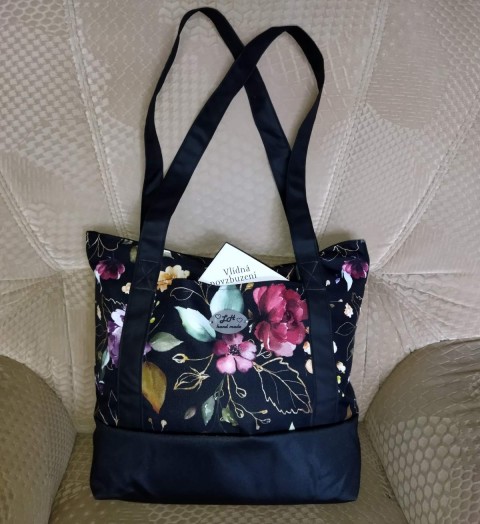 Taška*-kabelka-zlaté květy kabelka dárek taška dáreček praktická do práce pro maminku pro babičku nepromokavá pro volný čas pevná taška 