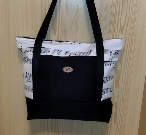 Taška-kabelka - noty s černou 2 kabelka dárek taška dáreček hudební praktická notová do práce pro maminku pro babičku nepromokavá pro volný čas pevná taška 