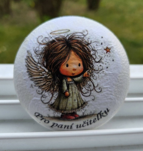 těžítko pro pani učitelku těžítko decoupage andílek pro štěstí odlitek grunteka heliodur 