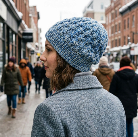 Teplá čepice - bubliny stříbrné kulich zima modrá čepice sportovní šedá zimní třpytivá pletená originál melír čapka handmade bubliny hřejivá teploučká 