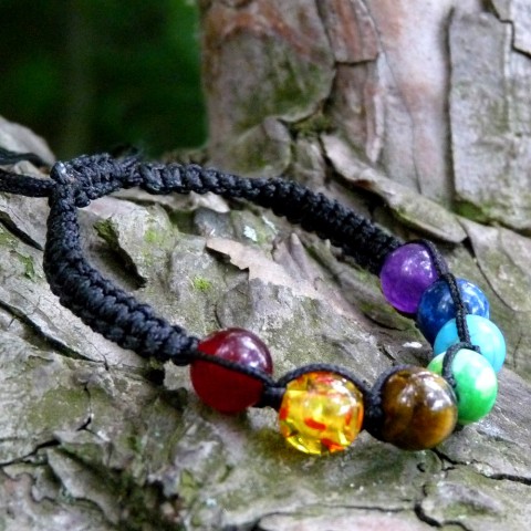Náramek shamballa - čakry náramek univerzální minerály handmade macramé čakry shamballa joga drhaný yoga 