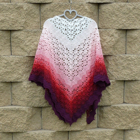 Háčkovaný šátek - vůně květin originální velký elegantní háčkovaný šátek originál romantický květinový handmade stylový exkluzivní kvety nadčasový velikánky 