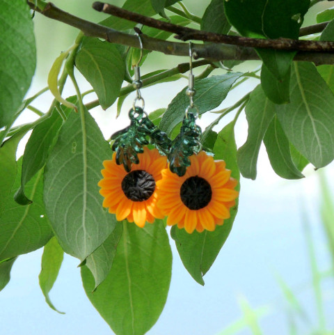 Náušnice - slunečnice náušnice květina dívčí květiny slunečnice veselé léto slunce sluníčko originál nápadné větší oranžové handmade květinové gerbera rozpustilé 