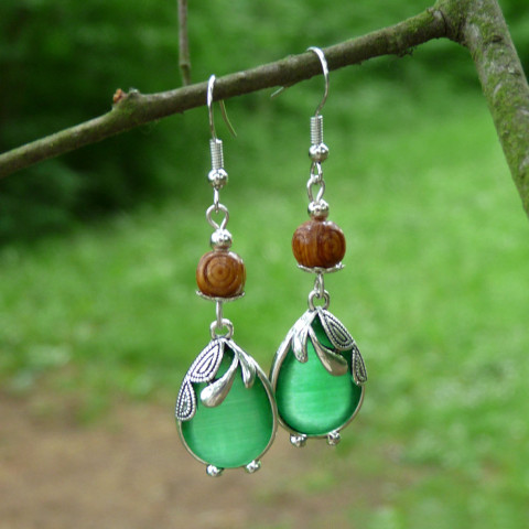 Náušnice - jablůňka jabloň jablko náušnice dívčí svěží zelené ovoce pryskyřice originál stromeček handmade dřevěné korálky jablůňka 