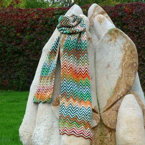 Pletená šála - podzimní harmonie originální jarní šála cool zimní pletená veselá podzimní dlouhá teplá pestrobarevná šálka jedinečná handmade stylová ruční práce cikcak atraktivní  Pletená šála - podzimní harmonie originální jarní šála cool zimní pletená veselá podzimní dlouhá teplá pestrobarevná šálka jedinečná handmade stylová ruční práce cikcak atraktivní