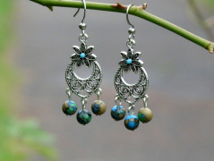 Náušnice - žluté růže (howlit)