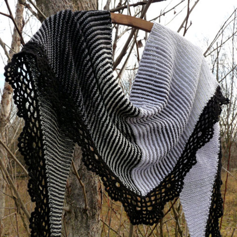 Pletený šátek - černobílý den bavlna pletený pletení šáteček zimní šátek originál bavlněný celoroční handmade černobílý vroubkovaný 