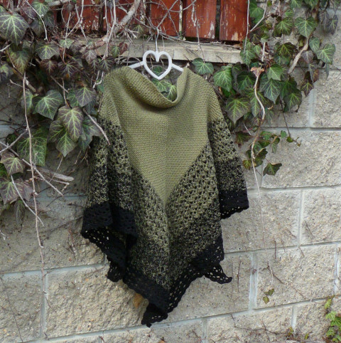 Háčkovaný šátek - mechový jarní háčkovaný přírodní háčkování zimní lesní šátek podzimní originál mech mechový krajkový olivy handmade kapradiny měkkoučký 