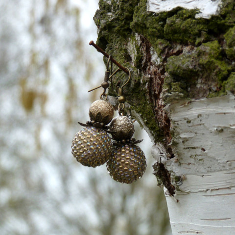 Náušnice - duhový déšť originální náušnice koule kuličky jarní dívčí jaro romantické déšť toho rokajl duha obšívané nápadné větší duhové ruční práce dešťové neokoukané zlátnoucí 