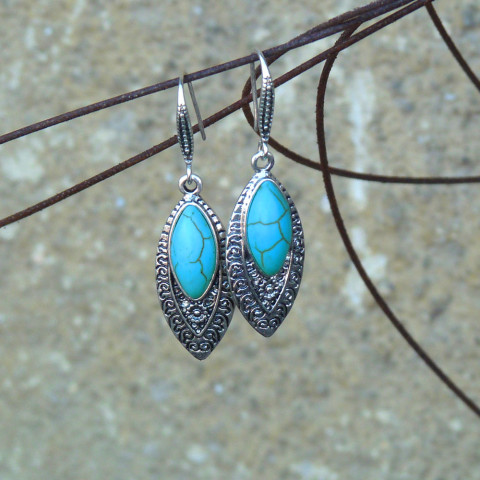 Náušnice - ryté s tyrkenitem náušnice dívčí elegantní romantické originál dámské kabošon minerály pohádkové tyrkenit zdobené handmade ryté bohémské 