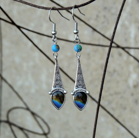 Náušnice - mořské pobřeží (variscit prázdniny moře náušnice elegantní jaspis křišťálová pryskyřice dlouhé originál variscit minerály delší dovolená handmade zemité atraktivní neokoukané mořské pobřeží 