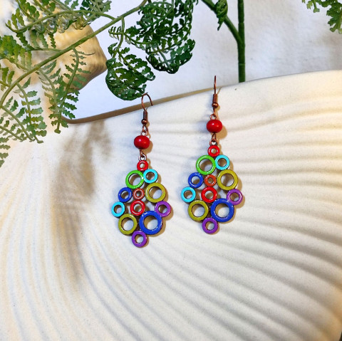 Náušnice - duhové bubliny náušnice dívčí letní veselé léto extravagantní kroužky duha bublinky duhové handmade bubliny nepřehlédnutelné rozpustilé řádivé 