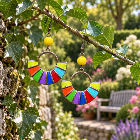 Náušnice - barevné vějíře originální náušnice barevné dívčí letní léto extravagantní houpačka zářivé handmade sluníčkové nepřehlédnutelné výstřední vějíře 