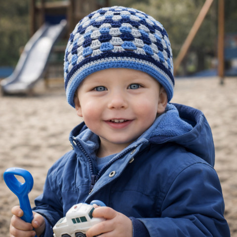 Čepička děti modrá jarní čepička šedá miminko háčkované lehká unisex crochet y baby beanie pro kluk 