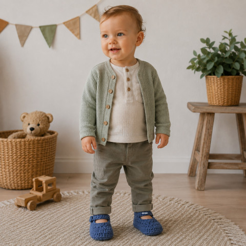 Botičky děti modrá jarní letní bavlna klučičí jaro miminko léto háčkované lehké vzdušné kluk světlemodrá botičky handmade šedomodrá 100%bavlna capáčky pro kluky 