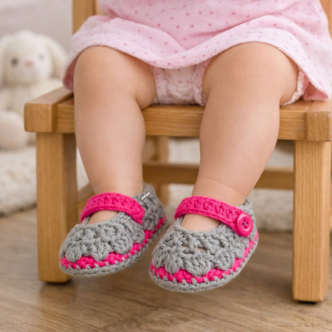 Botičky děti růžová jarní holčička holčičí letní bavlna jaro šedá miminko léto háčkované lehké vzdušné botičky handmade 100%bavlna capáčky světlešedá 