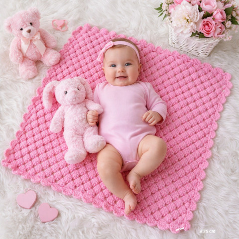Deka pro miminko děti růžová háčkovaná holčička holčičí deka svátek miminko akryl přikrývka slavnostní handmade křtiny mimi 